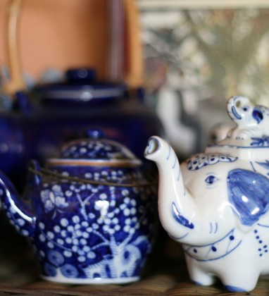 Blue and White Elephant Teapot Bev Dunbar The Gilded Image