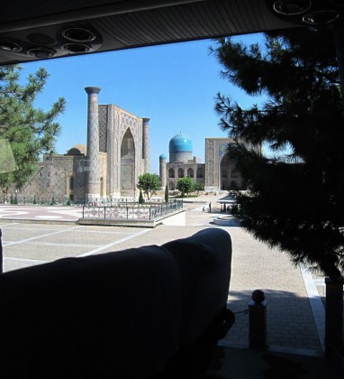 First glimpse of Registan Square Samarkand Uzbekistan Bev Dunbar The Gilded Image