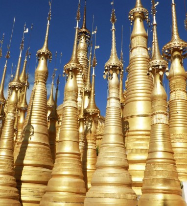 Gulded spires Shwe Inn Tain Pagoda © Bev Dunbar The Gilded Image